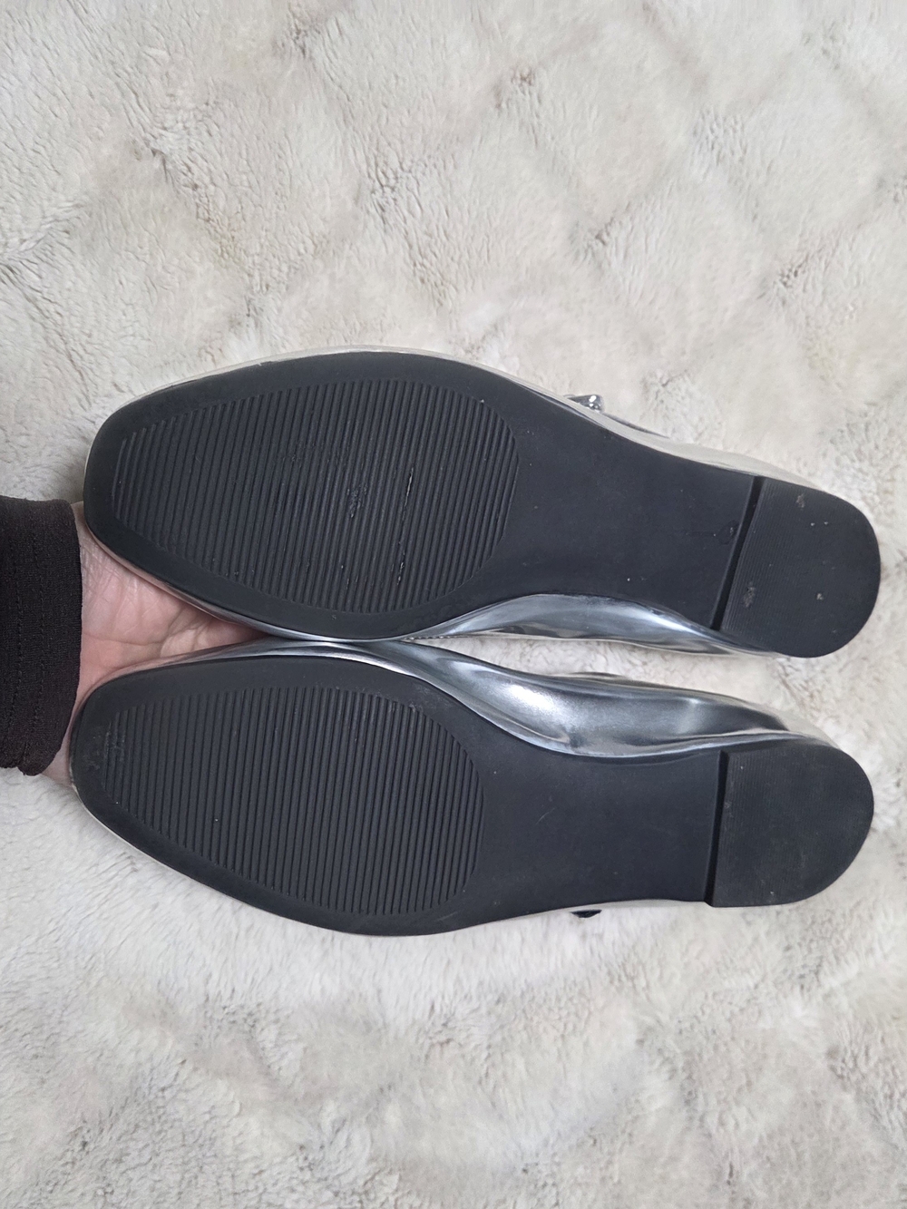 Steve Madden Silver Mary Jane Flats - Metallic Square Toe - Picture 3 of 5